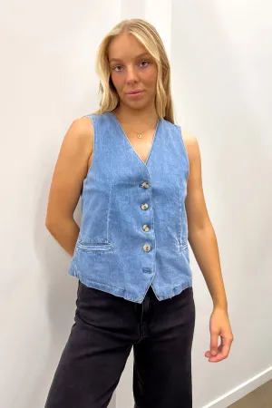Comfortable Fashion Danny Denim Vest Light Blue