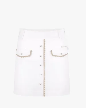 Neat Finish [Final sale] Pearl Lace Pocket High Waist Skirt - White