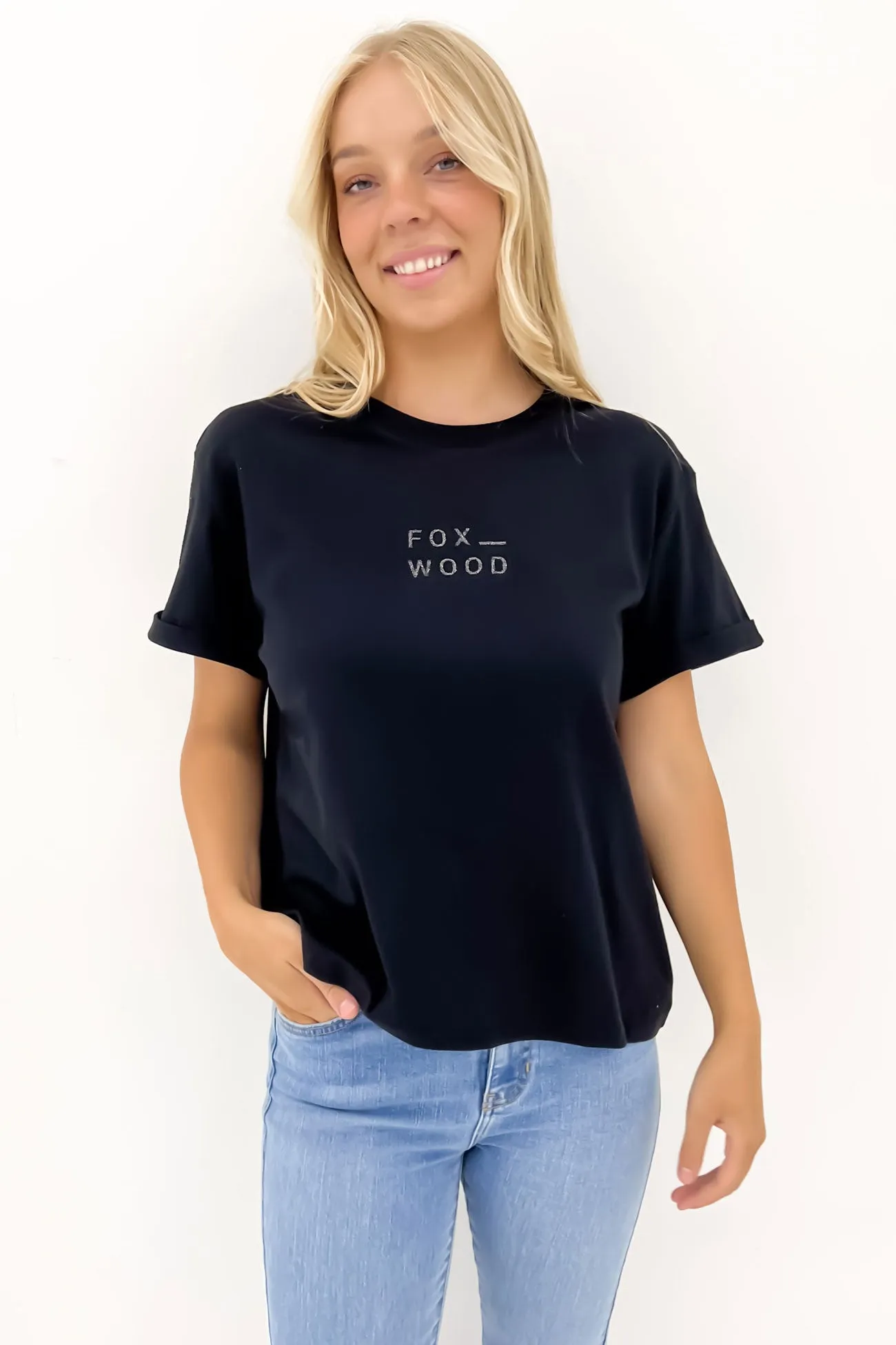 Self Fabric Tape Stretch Waist Huntleigh Oversized Tee Black