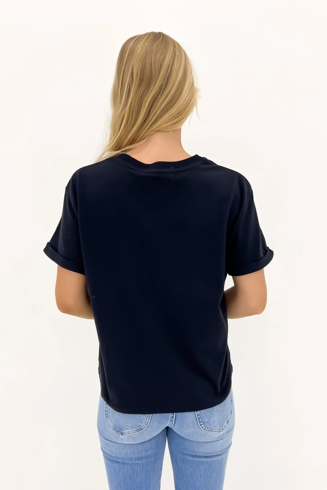 Sleek Stretch Smart Casual Look Huntleigh Oversized Tee Black