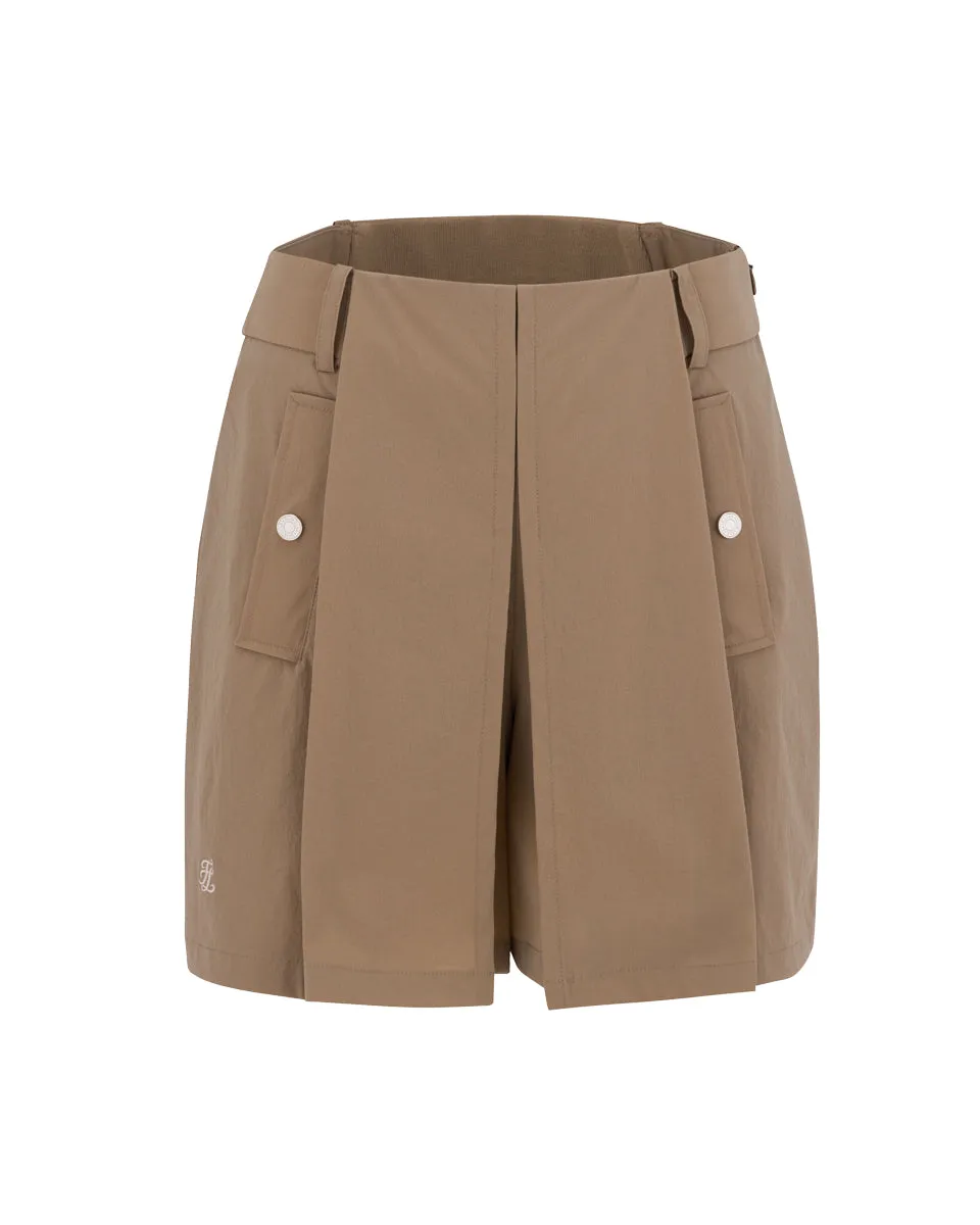 Hidden Culottes Short Pants - Beige Adjustable Closure