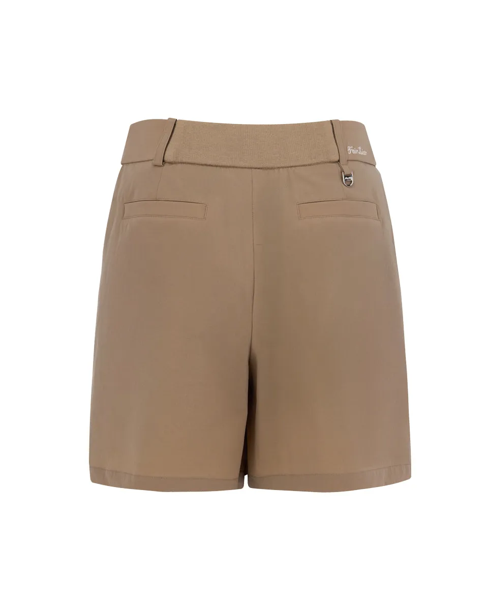 Detachable Tie Waist Defining Hidden Culottes Short Pants - Beige