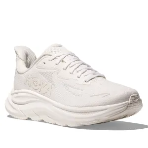 Womens Hoka Clifton 10 Wide in White/White cross - trainer tapered running shoes