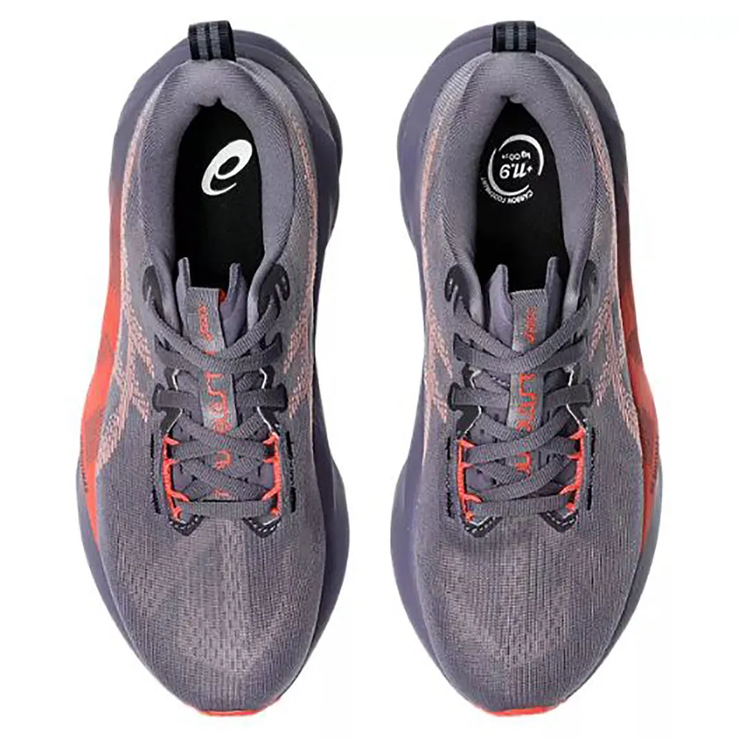 Sustainable Womens Asics Novablast 5 in Greyish Purple/Coral Reef
