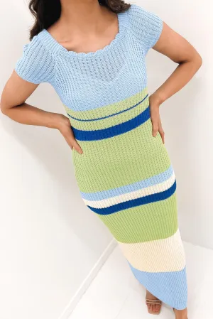 Heart Tone Johanna Knit Dress Blue Green