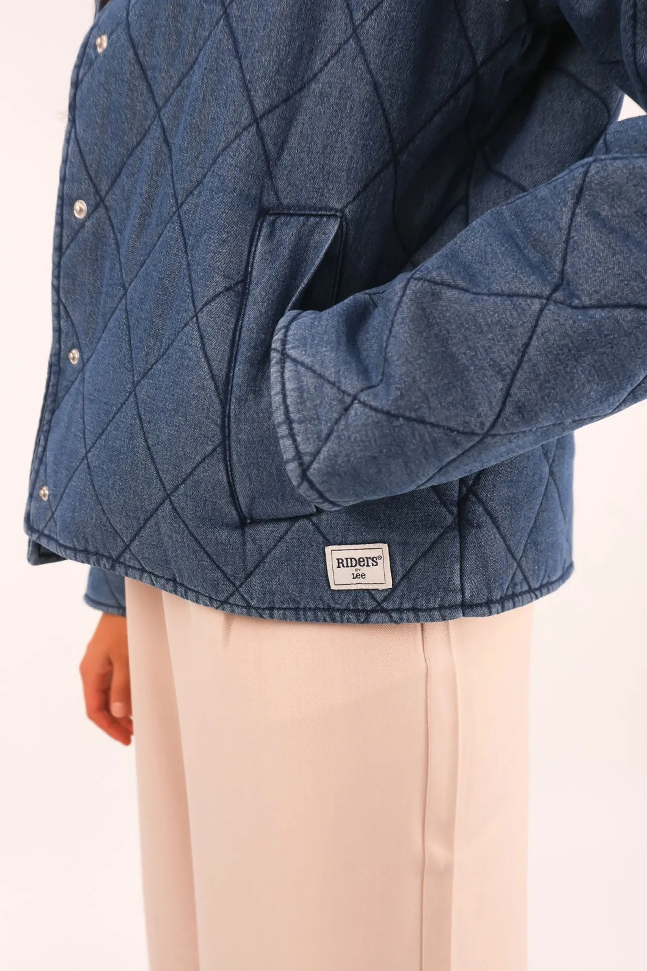 Denim Quilted Bomber Blue Haze Heat Reflective Lining