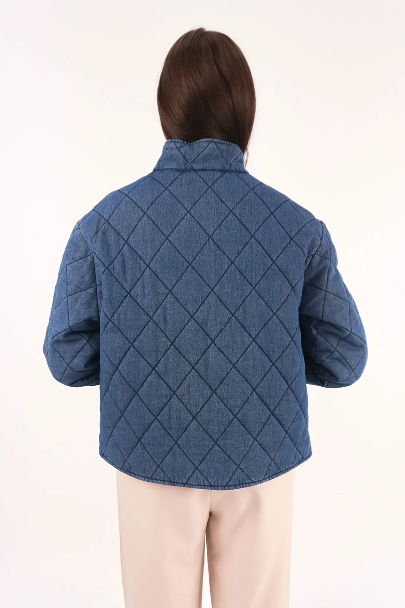 Denim Quilted Bomber Blue Haze Temperature Regulating Lining