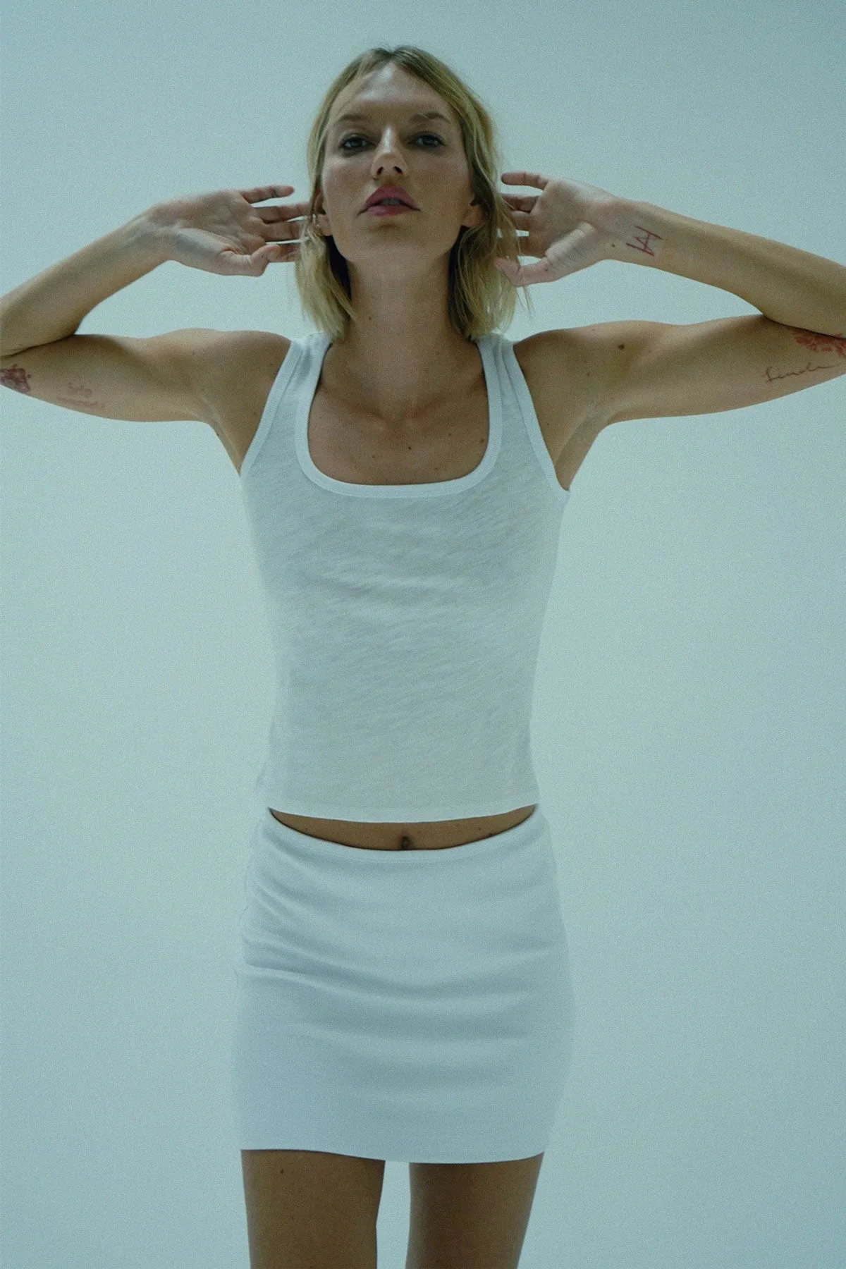 Graceful Look ribbed texture Diane Ribbed Skirt - White