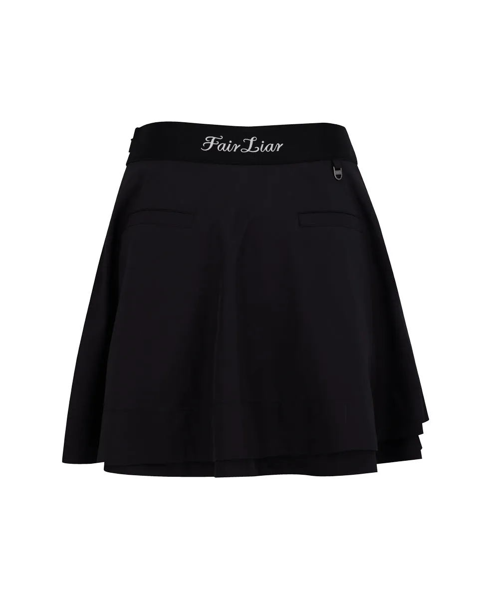 double layer flared skirt - Black Polished Cut Weekend Favorite