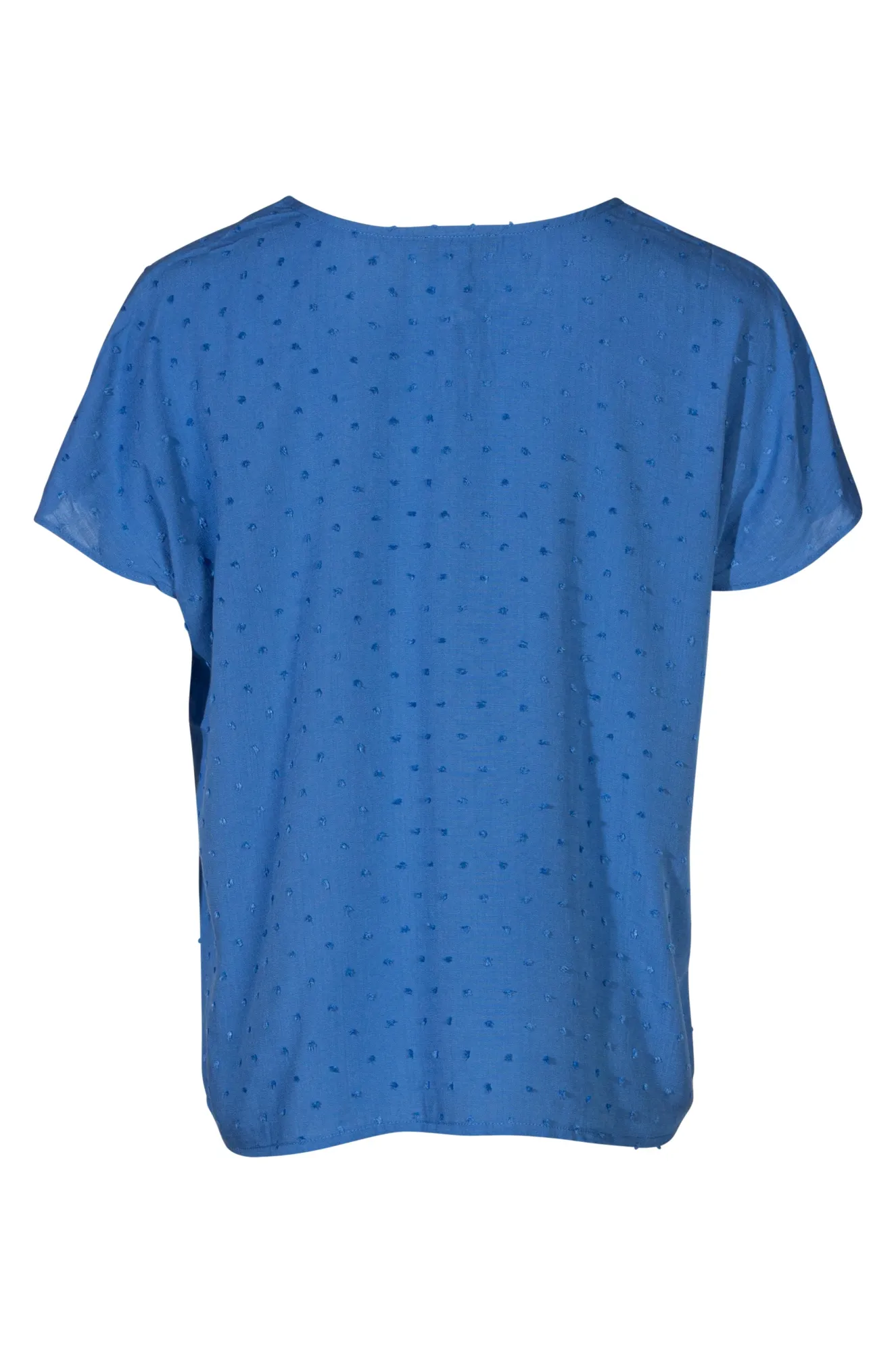 Tie neck Top with curve hem | MED BLUE | 6132A1 summer shorts Jewel tone