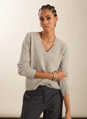 High Thread Count Emmeline Wool Blend V-Neck?Jumper