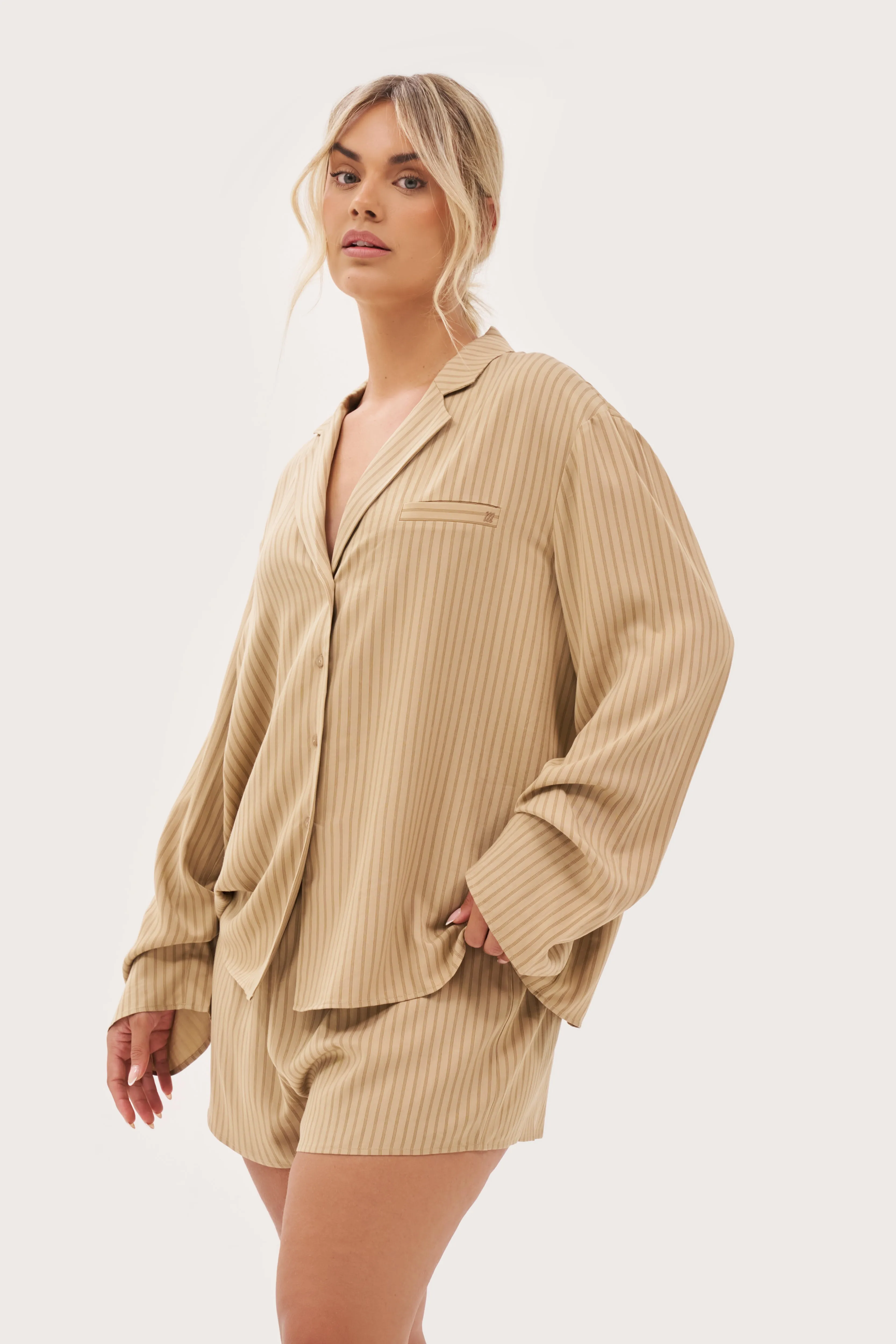 Treble Stripe Overshirt - Sand Sleek Layer