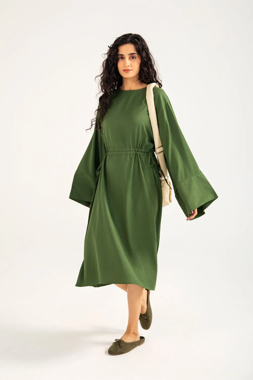Earth-Tone Trend Fit DRESS WITH WAIST DETAIL