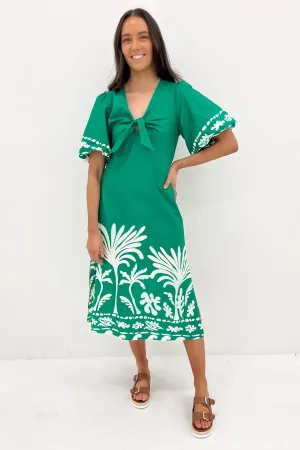 Drew Midi Dress Green White cut out Calm Silhouette