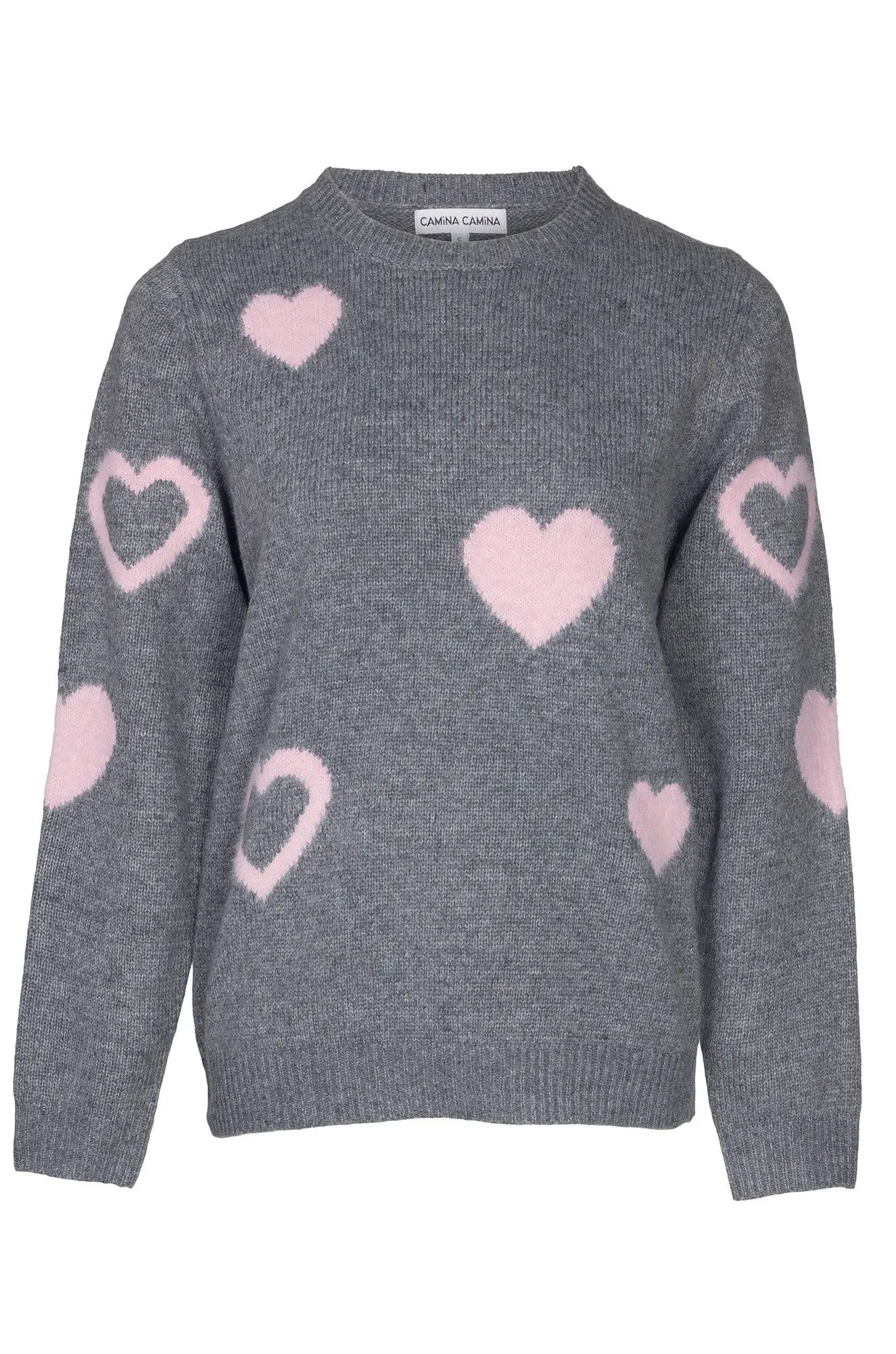 Jersey - Knitwear | Charc Marl/Pink Hearts | 0018B1 Oversized Collar Style