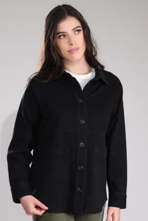 Wonder Stretch Denim Jacket | Black | 6945B1 Classic Casual Look Two Tone Design
