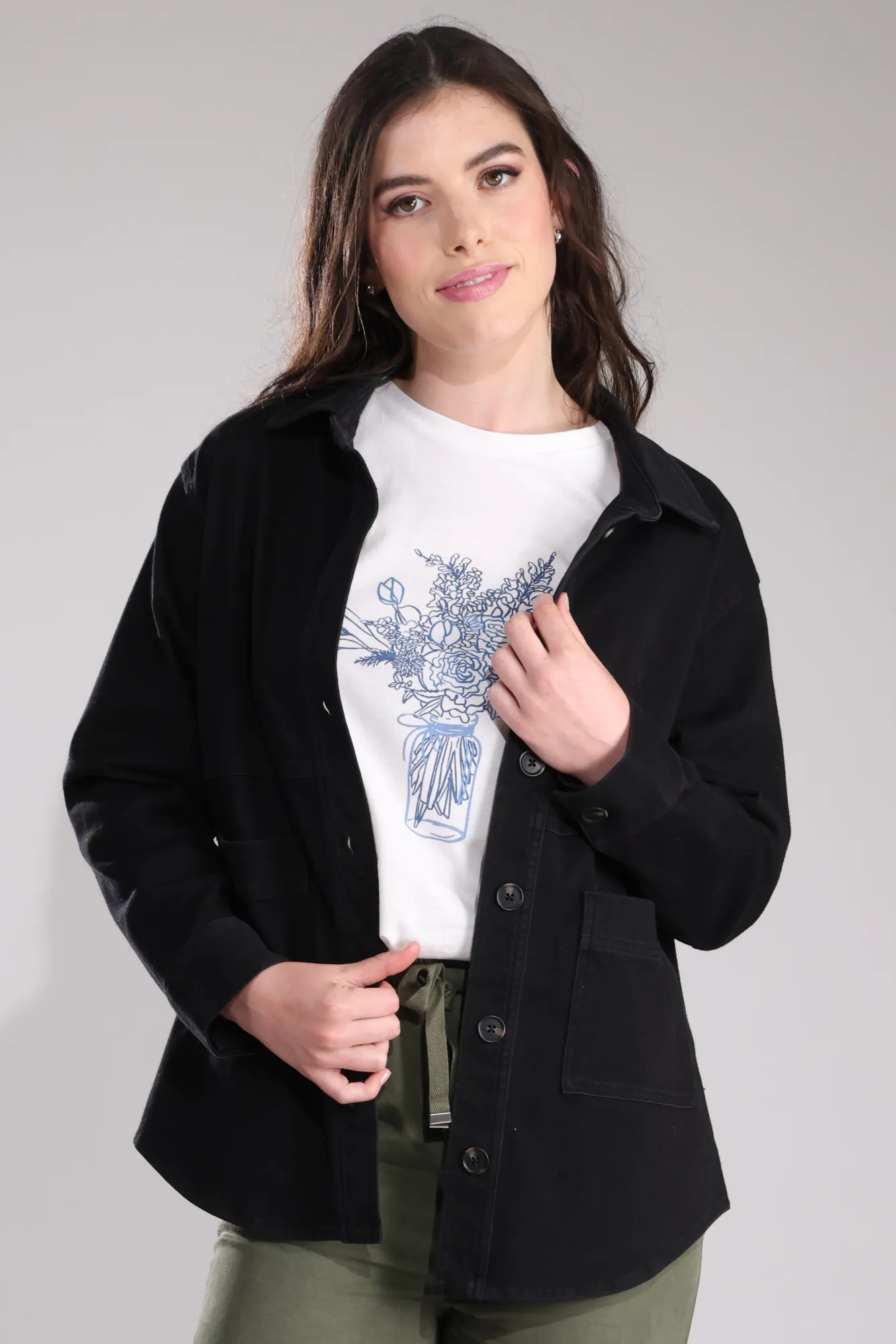 Easy Fit Piece Wonder Stretch Denim Jacket | Black | 6945B1