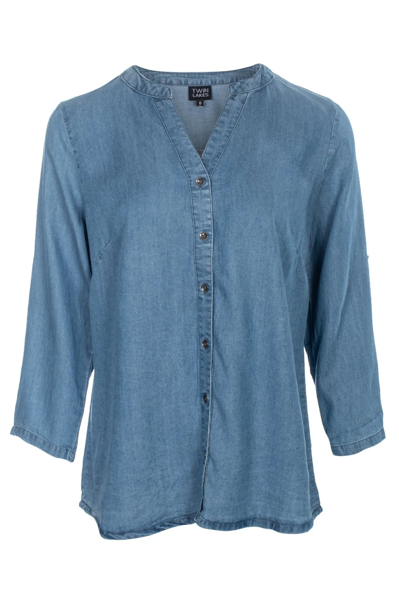 Multi Purpose Wear EcoFriendly Dye Tencel Roll-Sleeve Shirt | LIGHT INDIGO | 6632C1