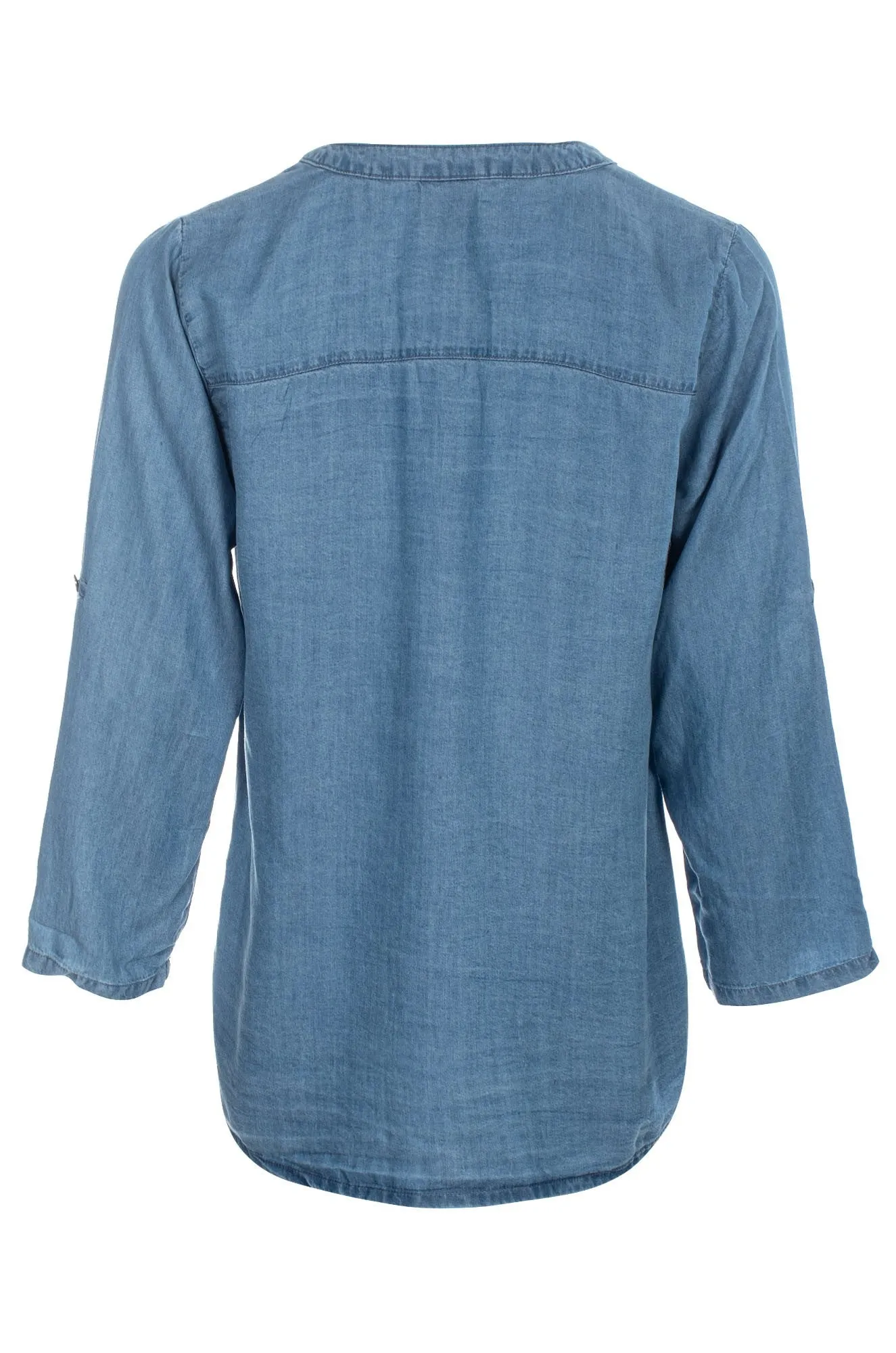 Minimal Comfort Effortless Comfort Design Tencel Roll-Sleeve Shirt | LIGHT INDIGO | 6632C1