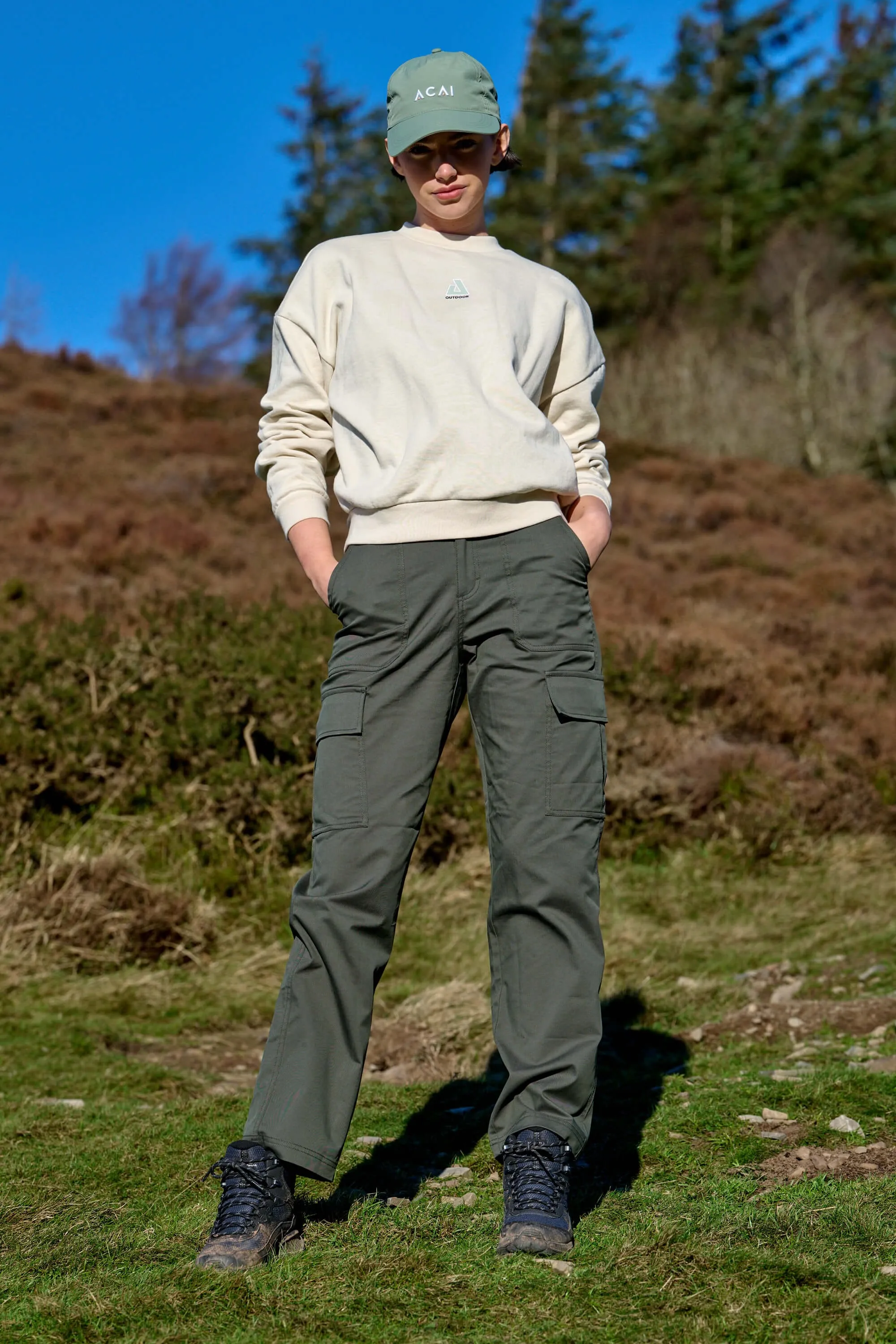 Straight Leg Cargos - Deep Khaki Anti Chafe Lining Day Hike