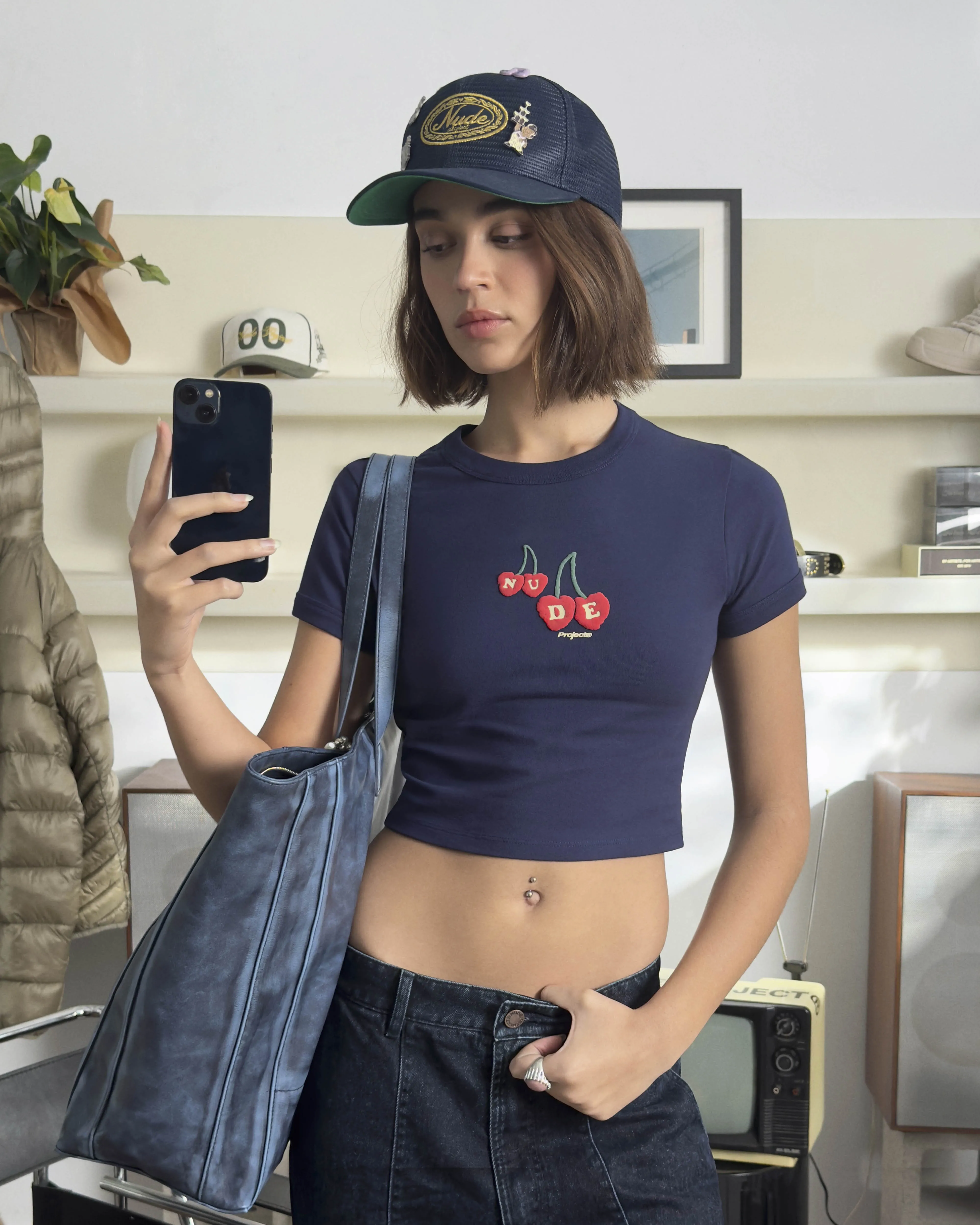 Elegant Skirt Cerise Top Navy