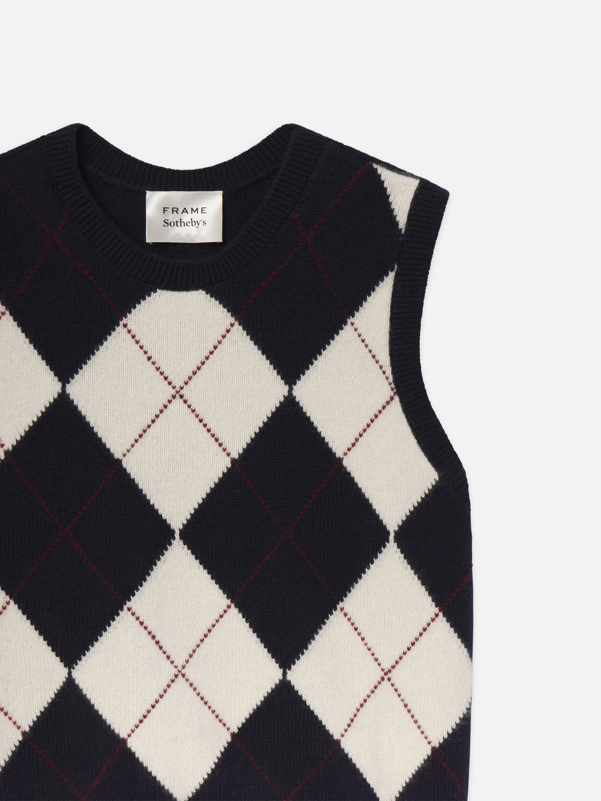 LowMaintenance Care Anti Pilling Technology Sotheby??s Women's Argyle Vest -- Navy Multi