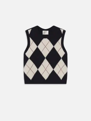 Classic Pick Versatile Trend Sotheby??s Women's Argyle Vest -- Navy Multi