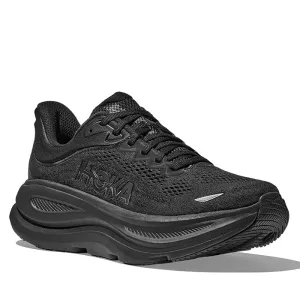 Womens Hoka Bondi 9 Extra Wide in Black/Black fast - paced - runner Responsive Bounce Cushioning