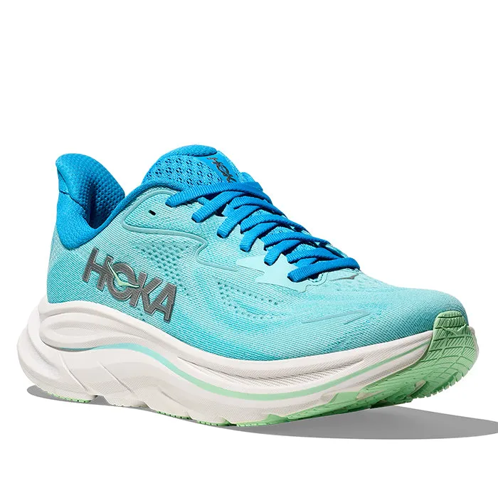 Wide Toe Box Version Carbon Fiber Womens Hoka Clifton 10 in Skyward Blue/Cielo Blue