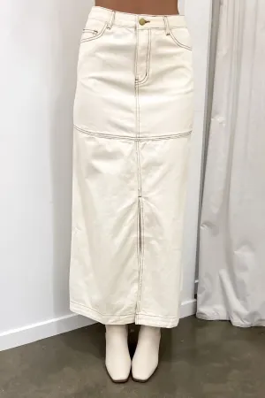 Simple Styling Alicia Denim Maxi Skirt Sand