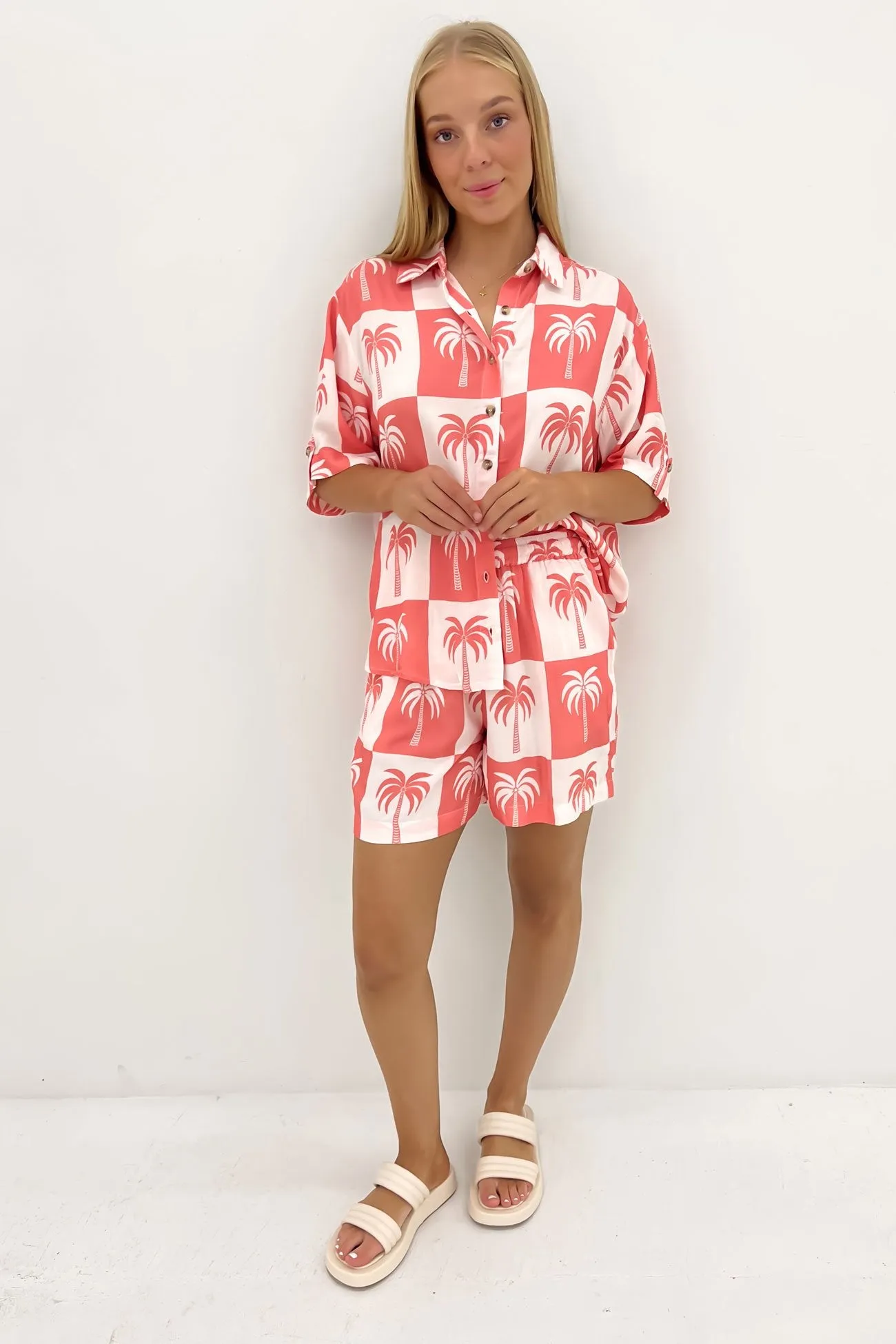 Easton Shirt Melon Palm Temperature Regulating Fabric