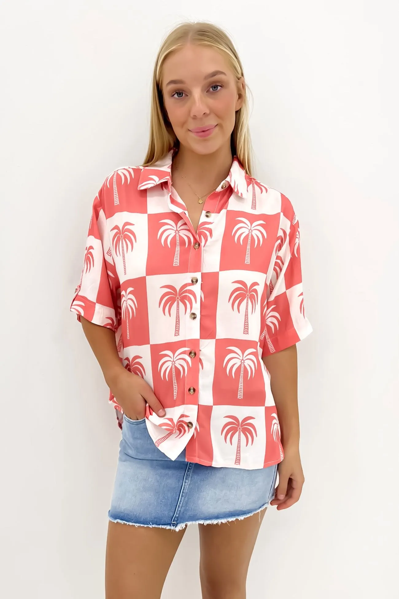 Daily Favorite Easton Shirt Melon Palm