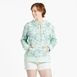 Women's Floral Garden Pattern Simply True Fleece Hoodie Sporty Fit