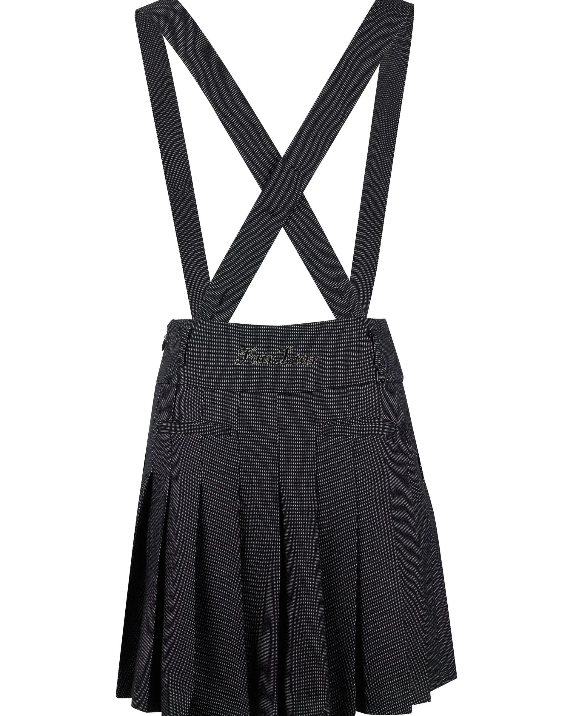 High waist overall pleated skirt - Black Timeless Piece Linen blend