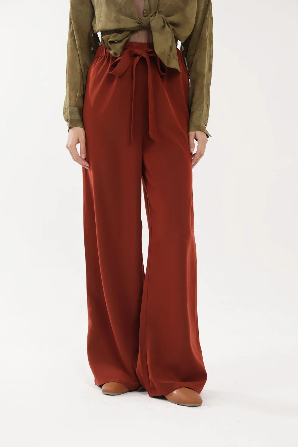 Yoga Ready Tough Wear WIDE LEG TROUSERS WITH TIE DETAIL