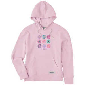 Women's Grid of Painted Daisies Simply True Fleece Hoodie Layered cycling suitable