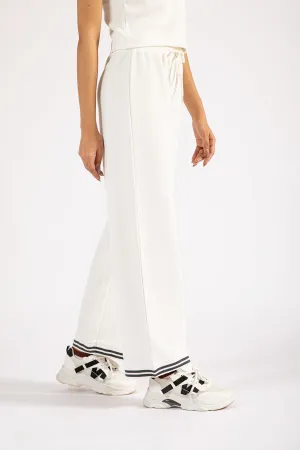 WIDE LEG TEXTURED KNIT TROUSERS Printed design