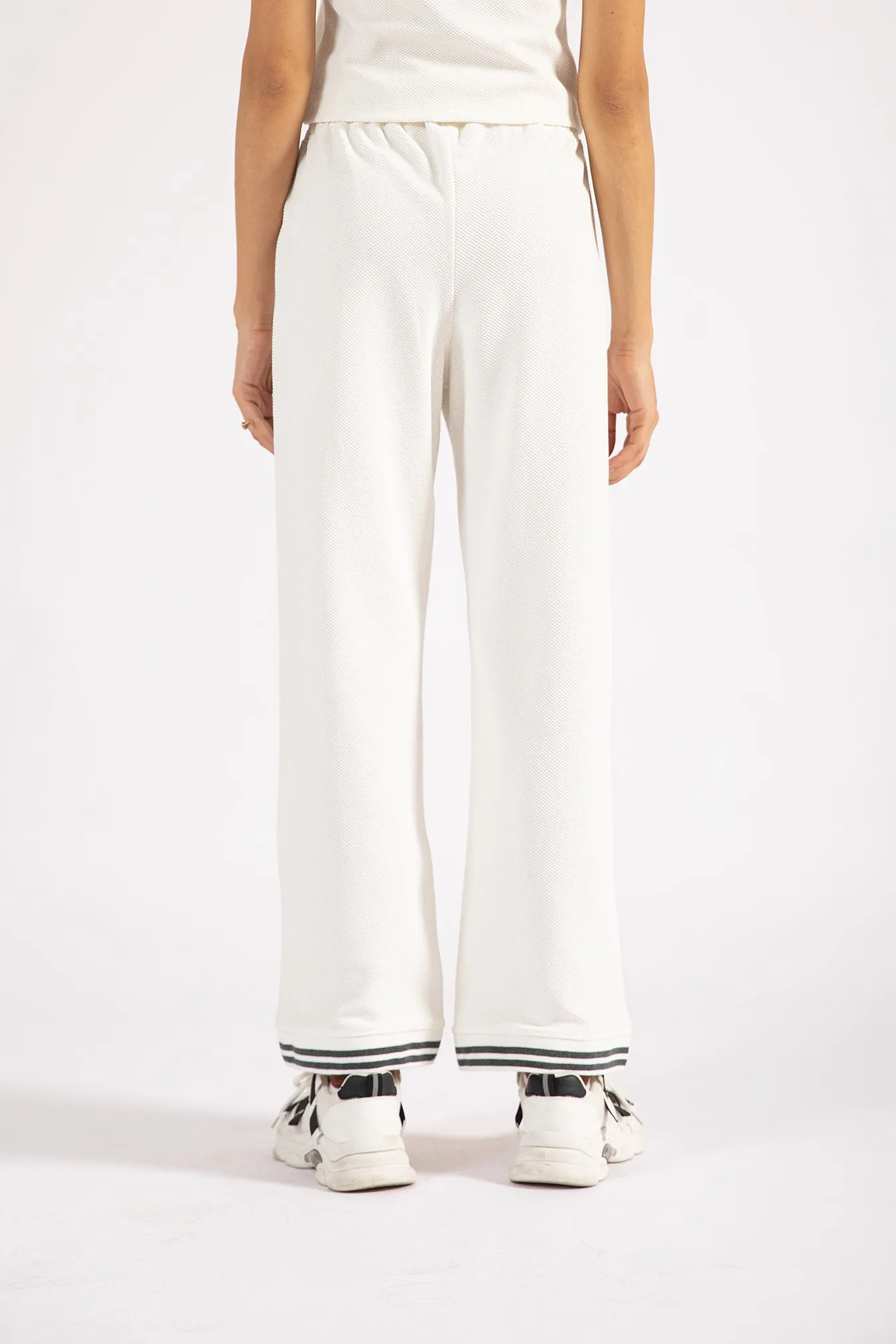 WIDE LEG TEXTURED KNIT TROUSERS soft fit