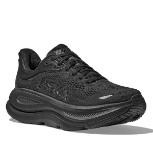 Womens Hoka Bondi 9 in Black/Black Shock Diffusing Layer