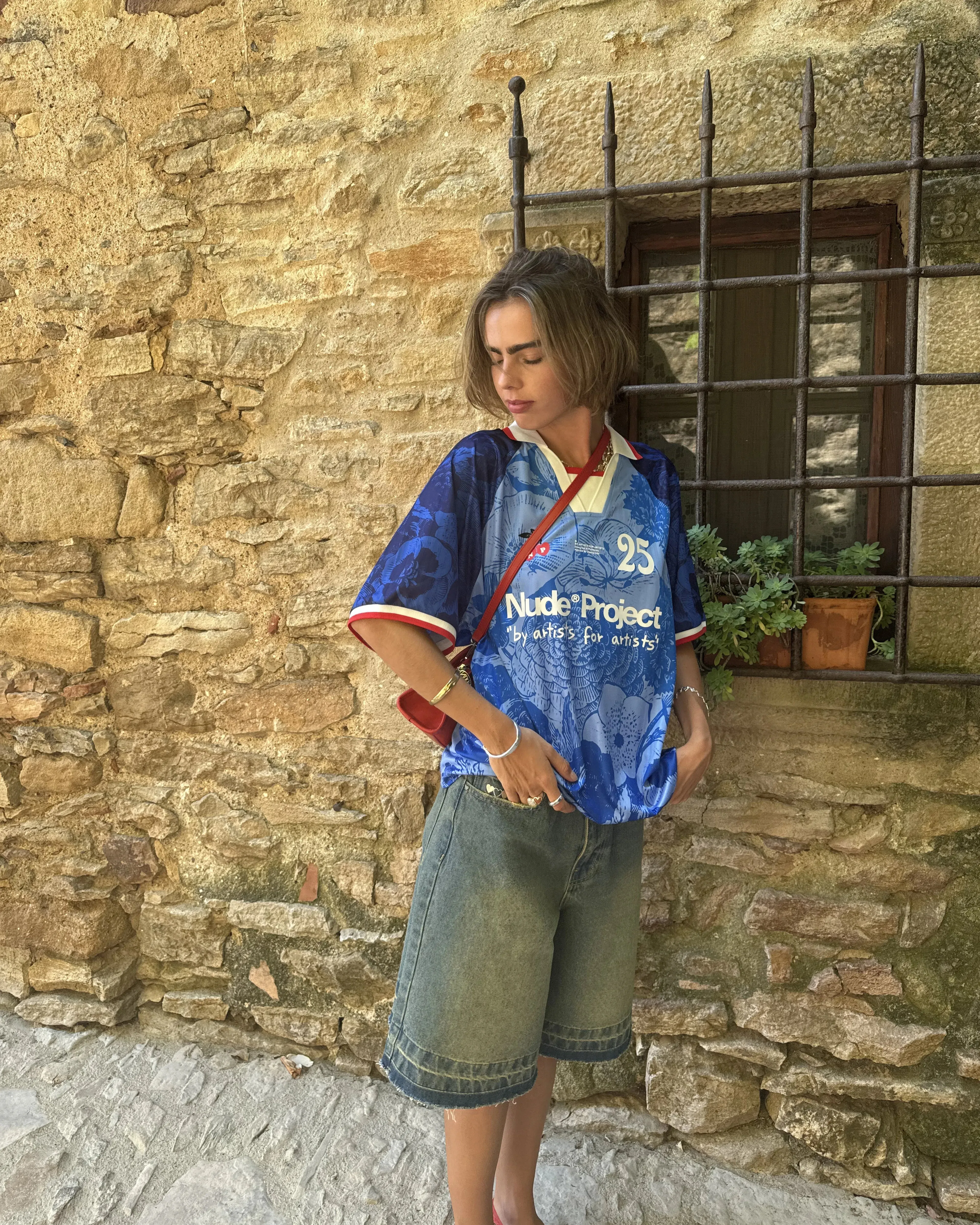 yoga clothing Quick Fit Performance Old Baggy Denim Shorts Indigo