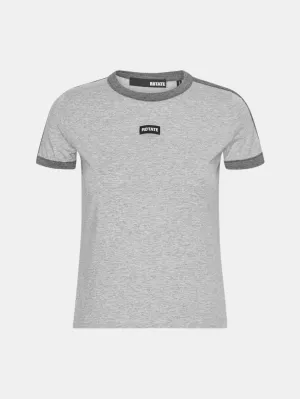 Stretchy Fitted Tee Light Grey Melange Floral Pattern Cozy and Comfortable