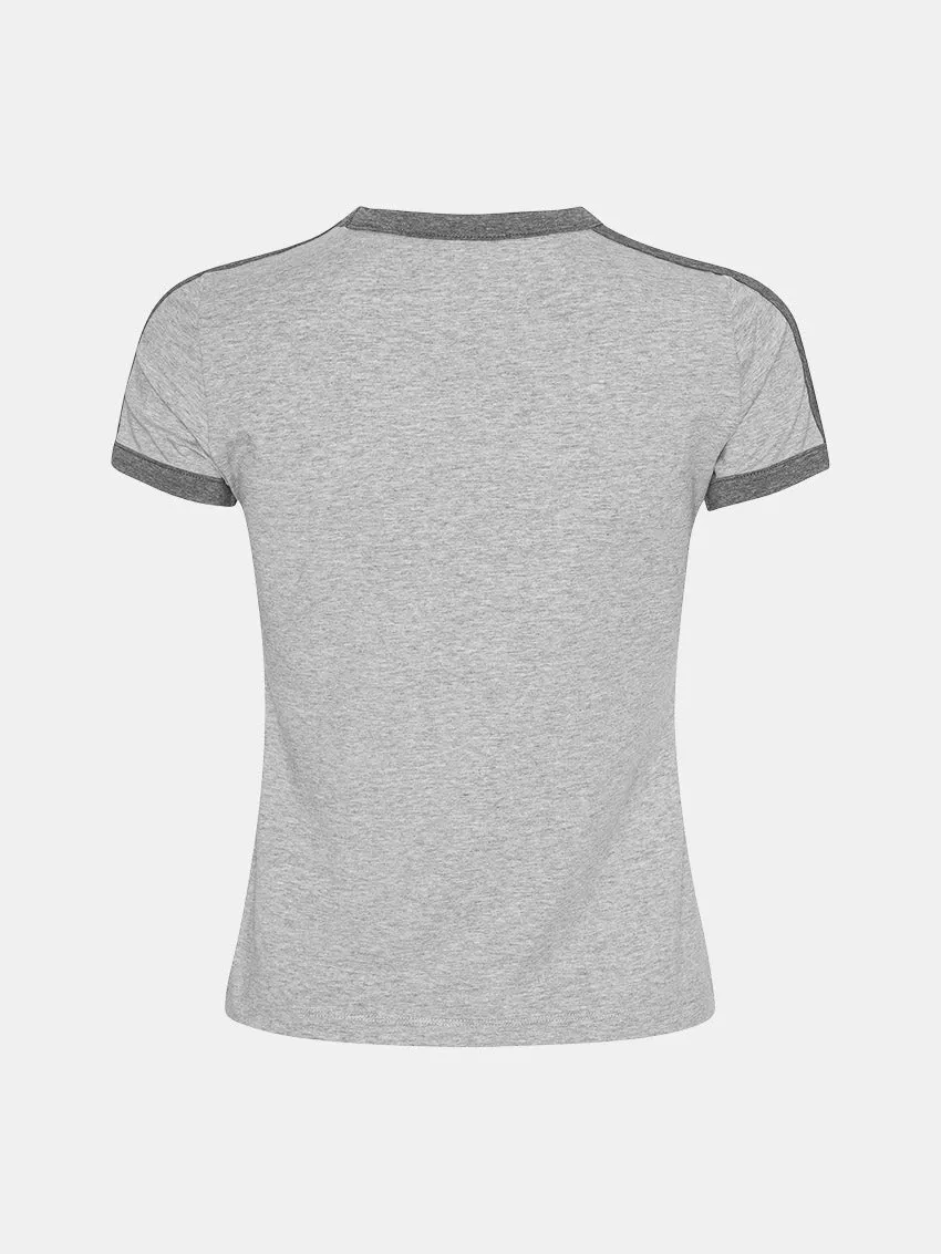 Casual Everyday Soft and Relaxed Stretchy Fitted Tee Light Grey Melange