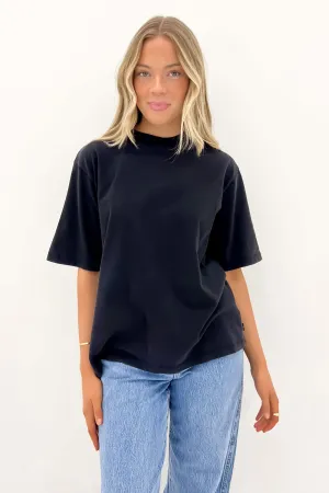 Basic Oversized Tee Washed Black No Shrink Fabric Colorfast Material
