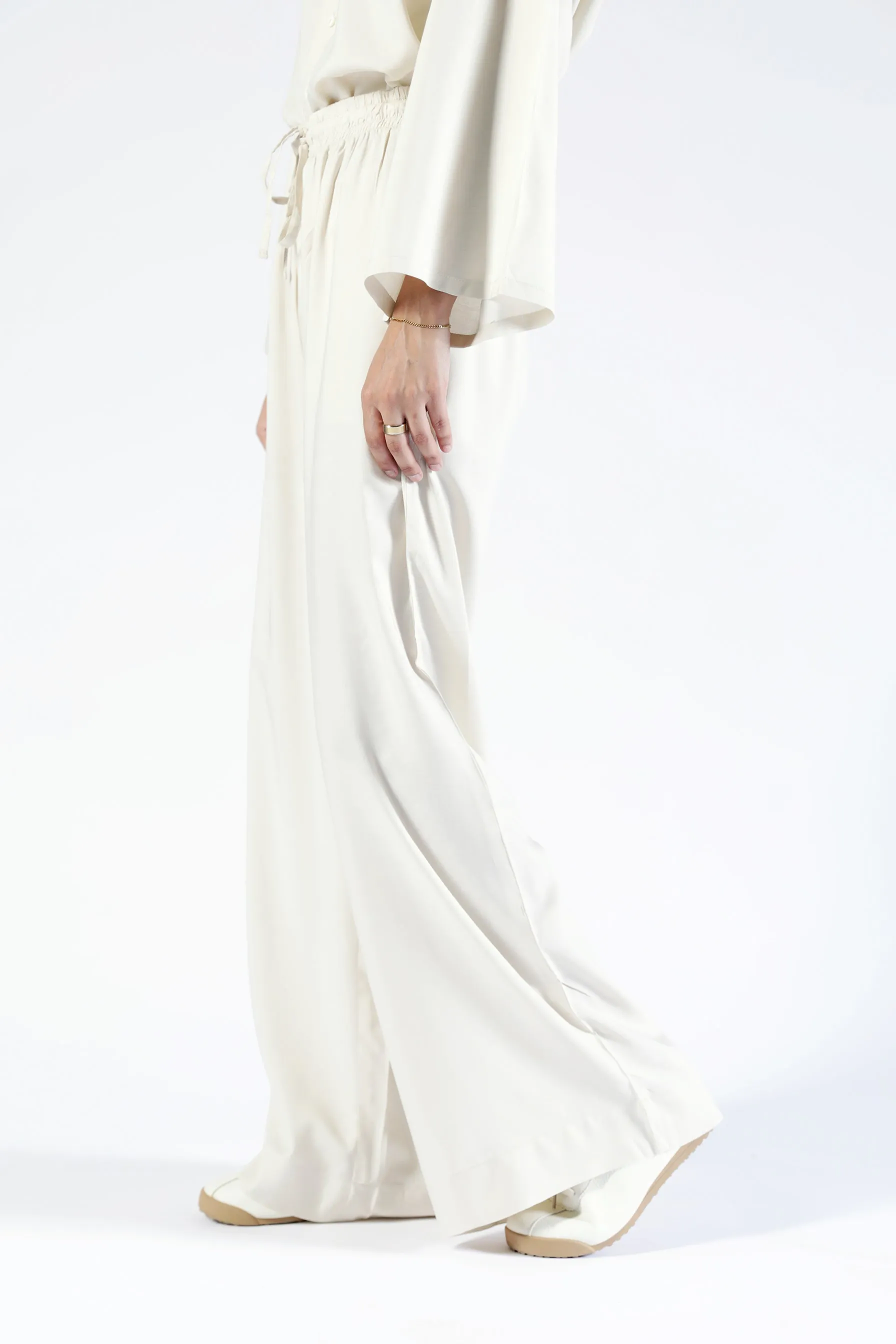 WIDE LEG LINEN TROUSER Built-in shorts