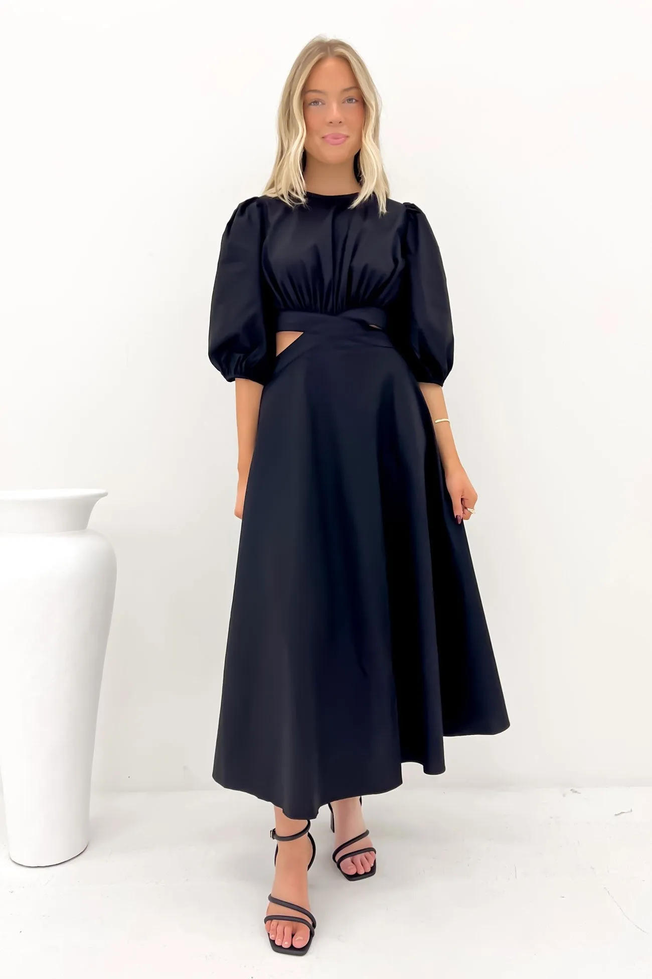 Ava Maxi Dress Black Nature Bloom