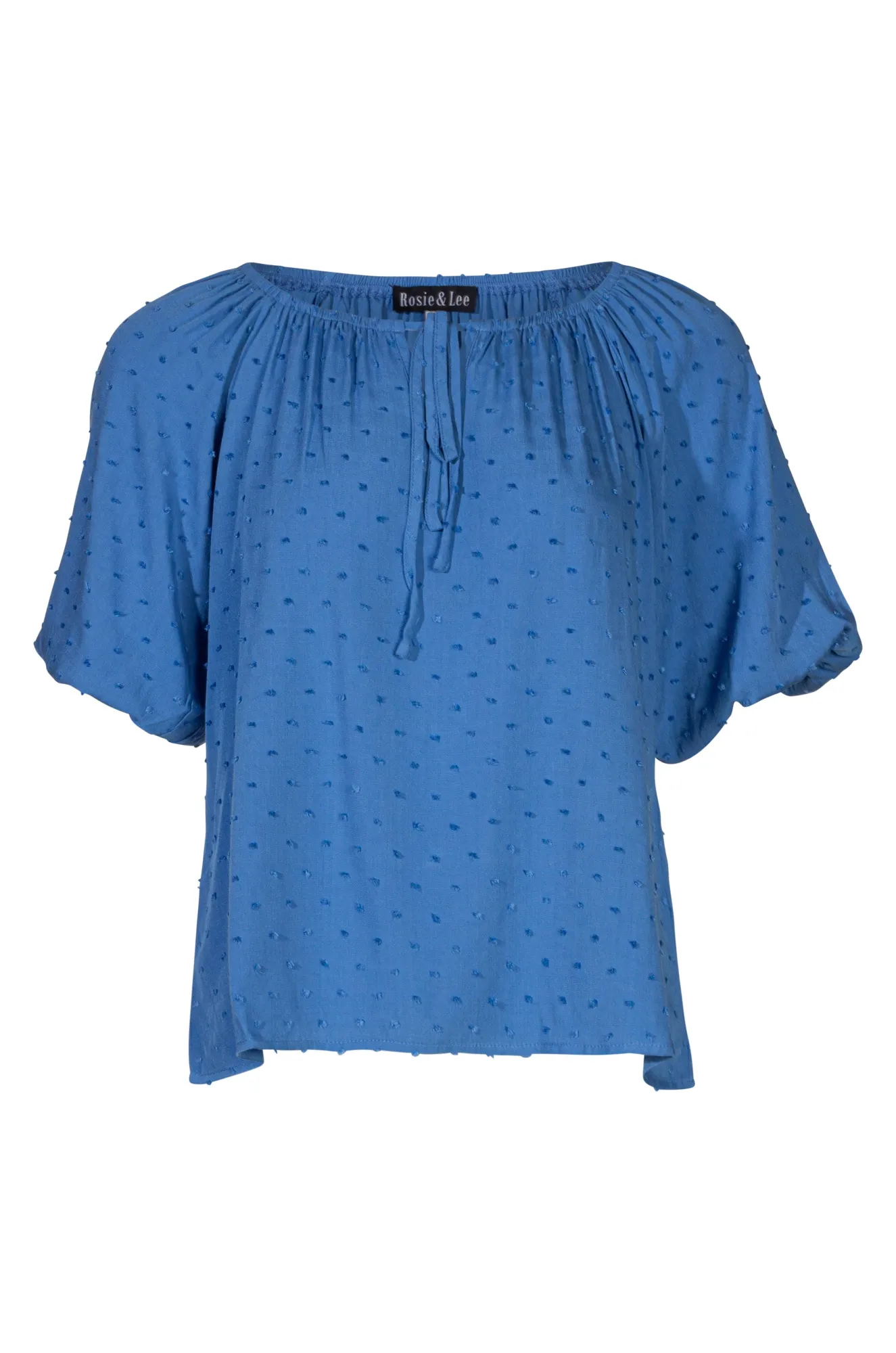 Elasticated scoop neck Top | MED BLUE | 6131A1 QuickDryingTech Smart Glow