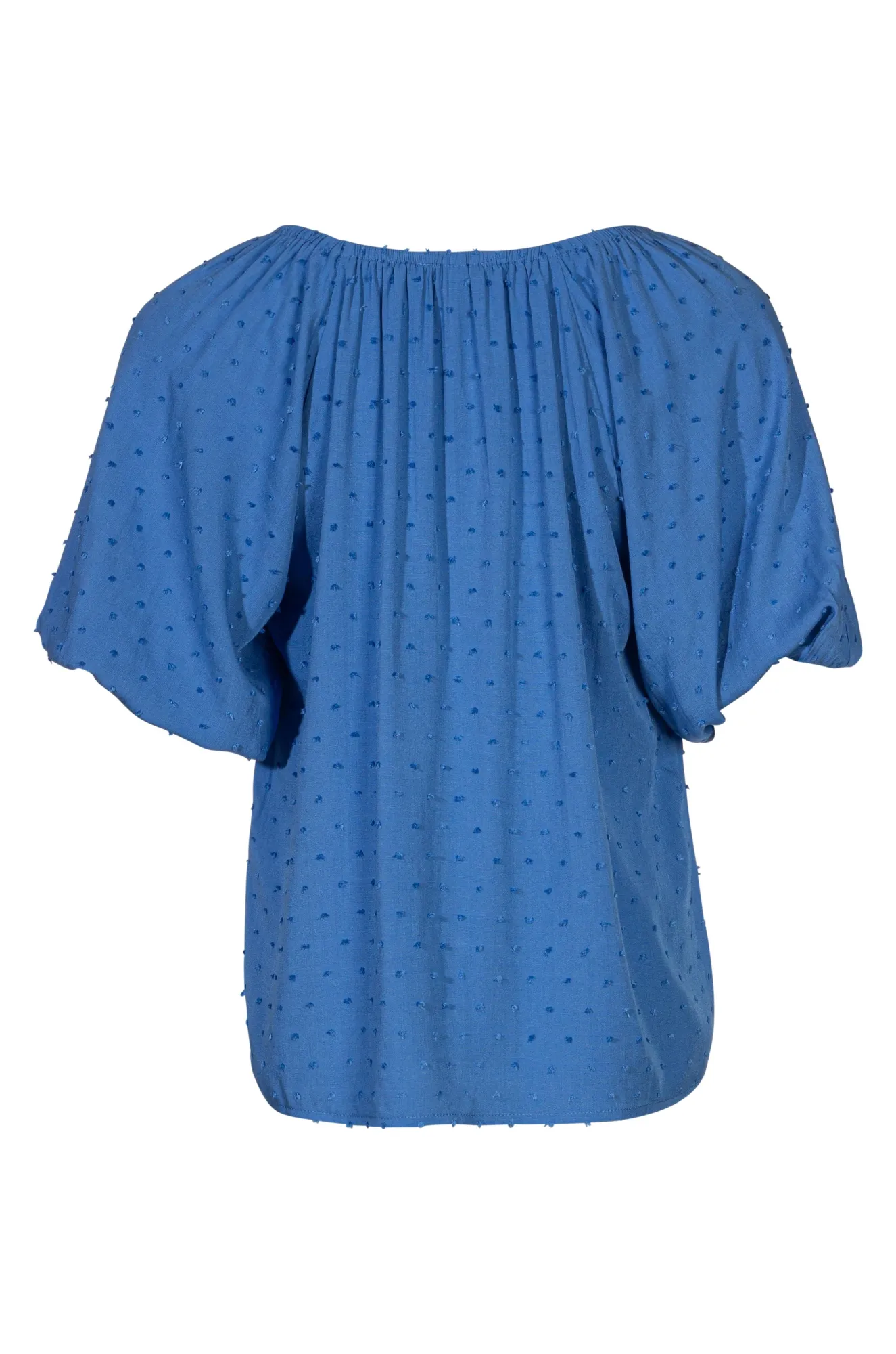 Elasticated scoop neck Top | MED BLUE | 6131A1 LightweightTextile ComfortStretch