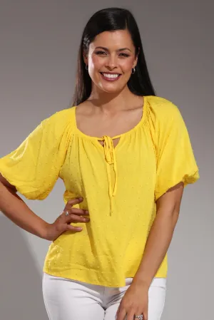 Elasticated scoop neck Top | SUNSHINE | 6131A1 Stylish Look Leather Core