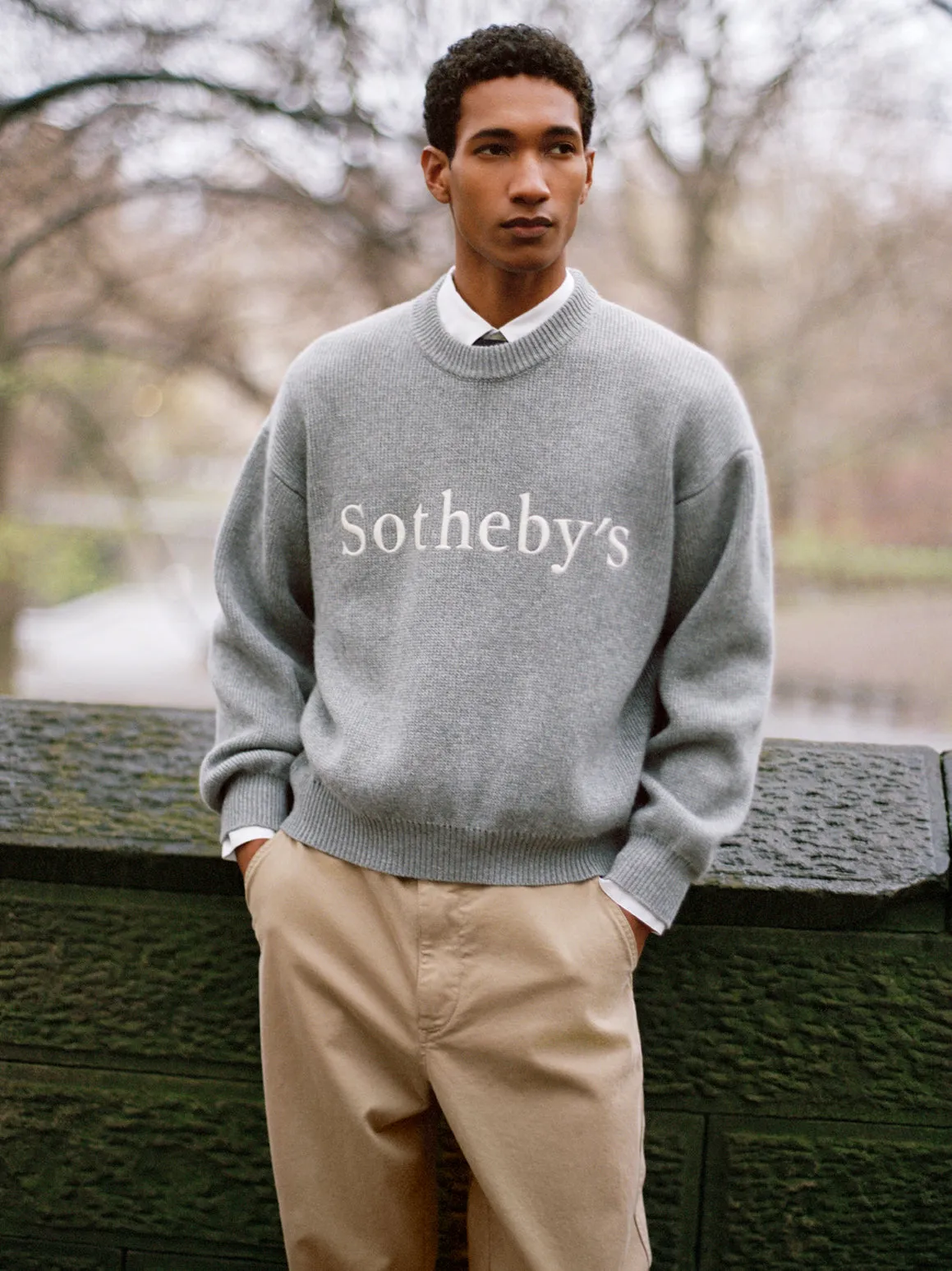 Yearlong Favorite Sotheby's Unisex Cashmere Sweater -- Grey Melange