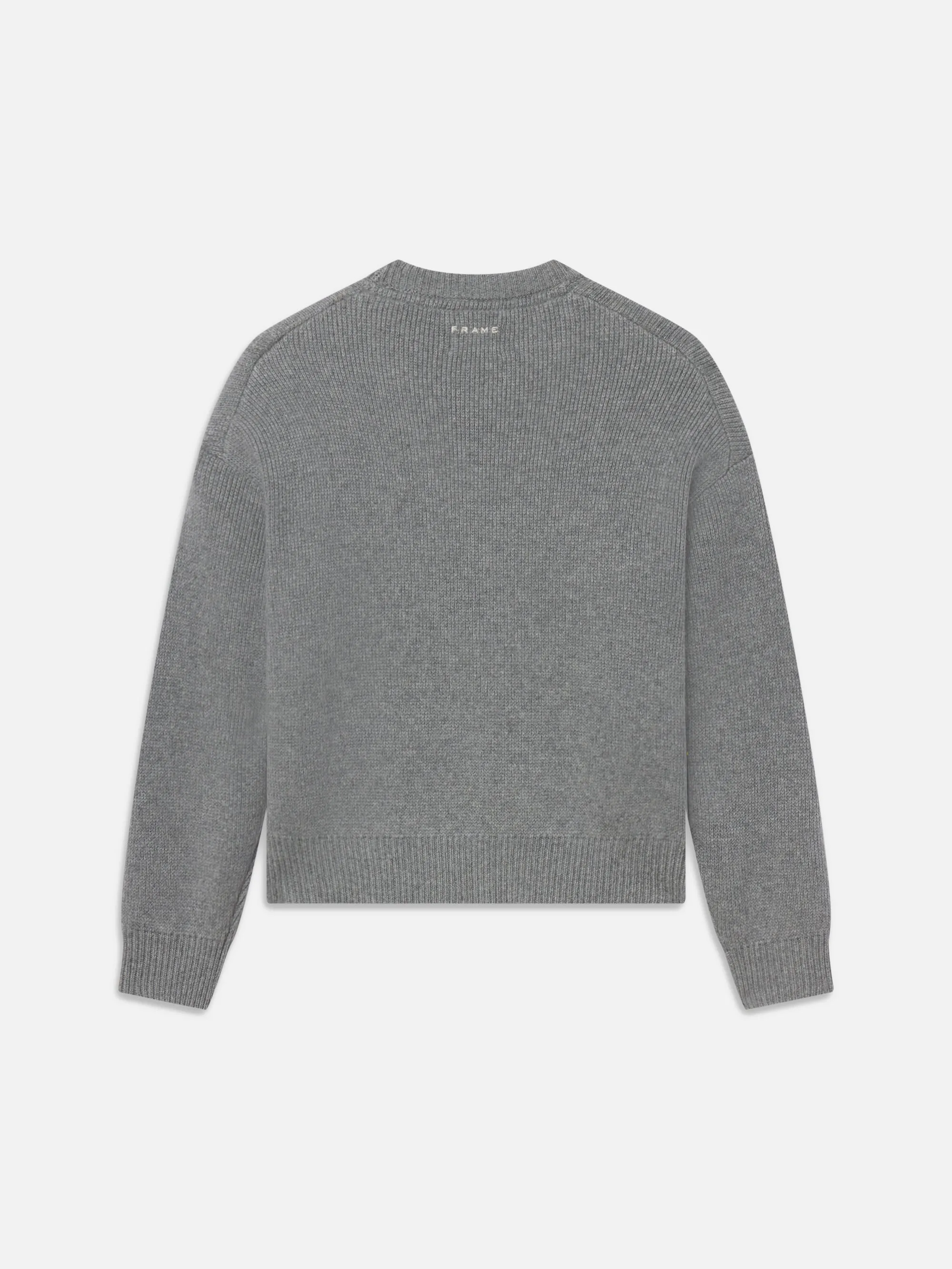 Tonal Stitching Detail Sotheby's Unisex Cashmere Sweater -- Grey Melange